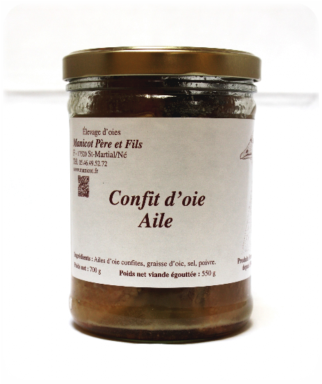 Présentation du confit d'aile