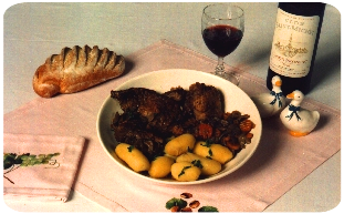 Présentation fricassée d'oie "aux champignons"